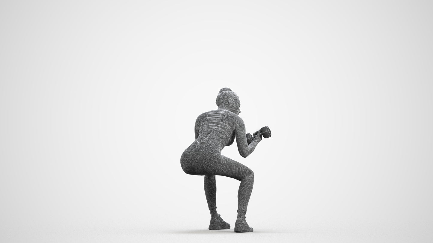 realistic 3D human woman sport, archviz people FBX OBJ for Blender, wireframe front view