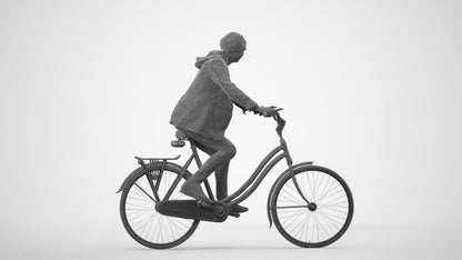 realistic 3D people senior boy casual cycling, render-ready for V-Ray and Corona, FBX OBJ, wireframe side view