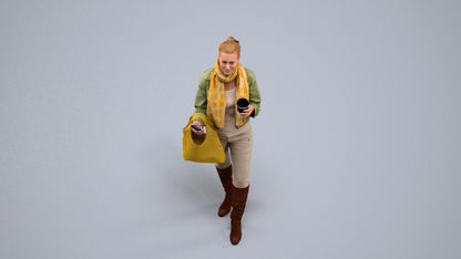 realistic 3D people woman casual standing, render-ready for V-Ray and Corona, FBX OBJ, back view render