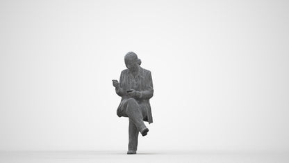 3D human model woman business, photogrammetry scanned person for archviz, wireframe back view