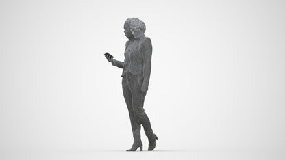 realistic 3D woman business walking, scanned archviz people for Blender and 3ds Max, wireframe back view