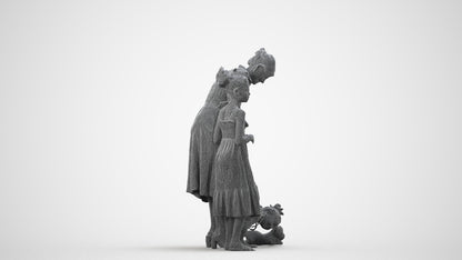 3D human model girl casual kids, photogrammetry scanned person for archviz, wireframe side view