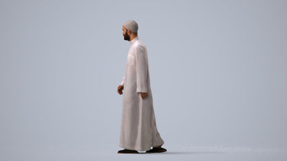 3D people model man walking, scanned human for 3ds Max rendering, three-quarter view render