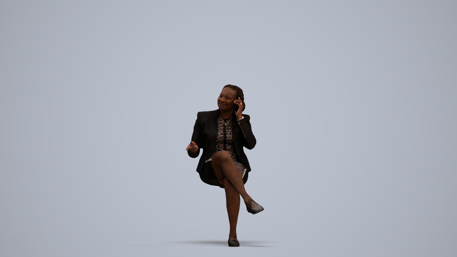 realistic 3D people woman business sitting, render-ready for V-Ray and Corona, FBX OBJ, standing pose render