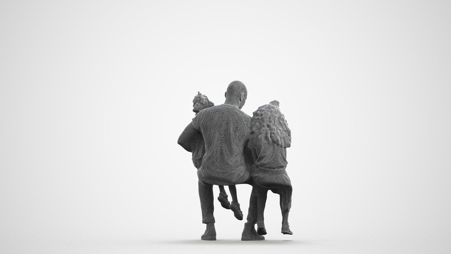 realistic 3D girl casual kids, scanned archviz people for Blender and 3ds Max, wireframe front view