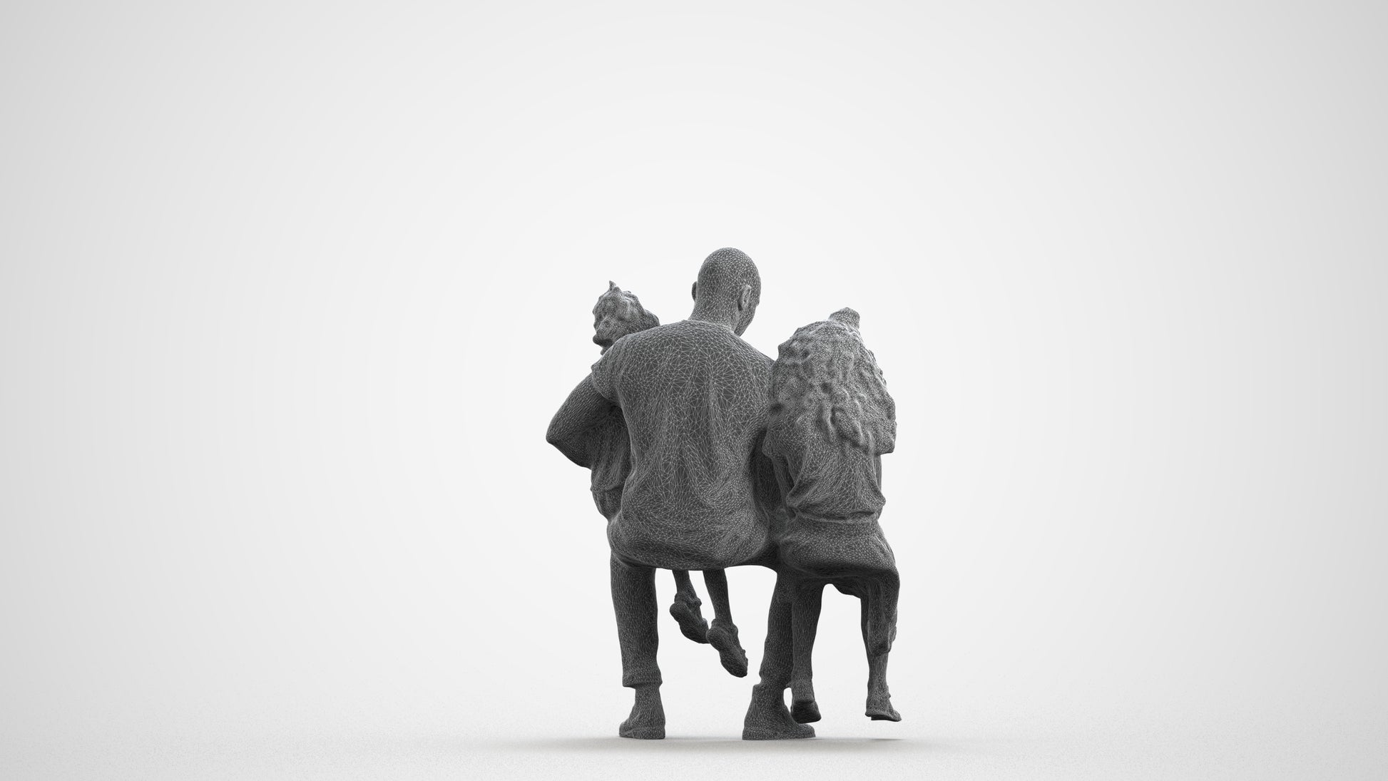 realistic 3D girl casual kids, scanned archviz people for Blender and 3ds Max, wireframe front view