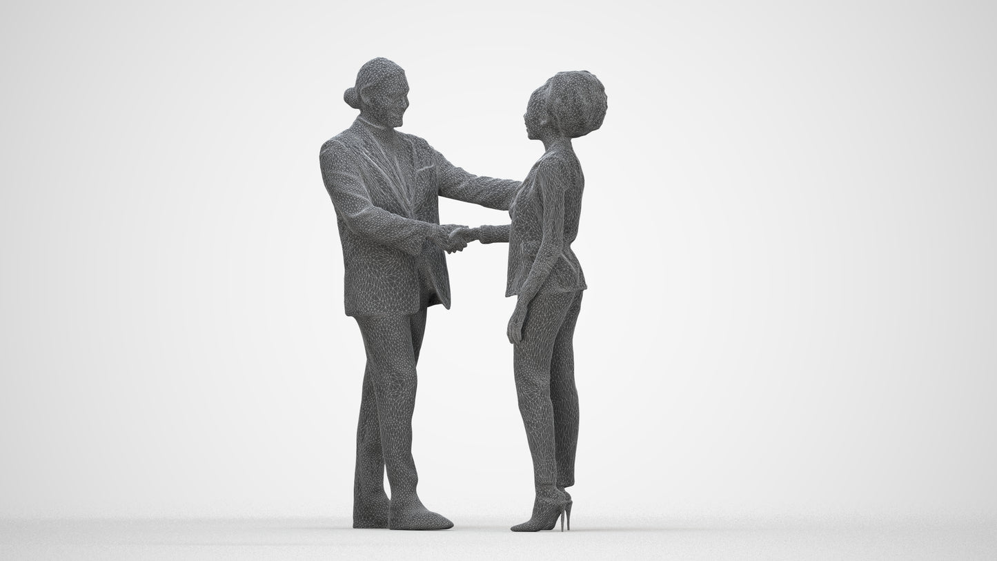 scanned 3D woman business, photogrammetry people for Enscape and V-Ray, wireframe back view