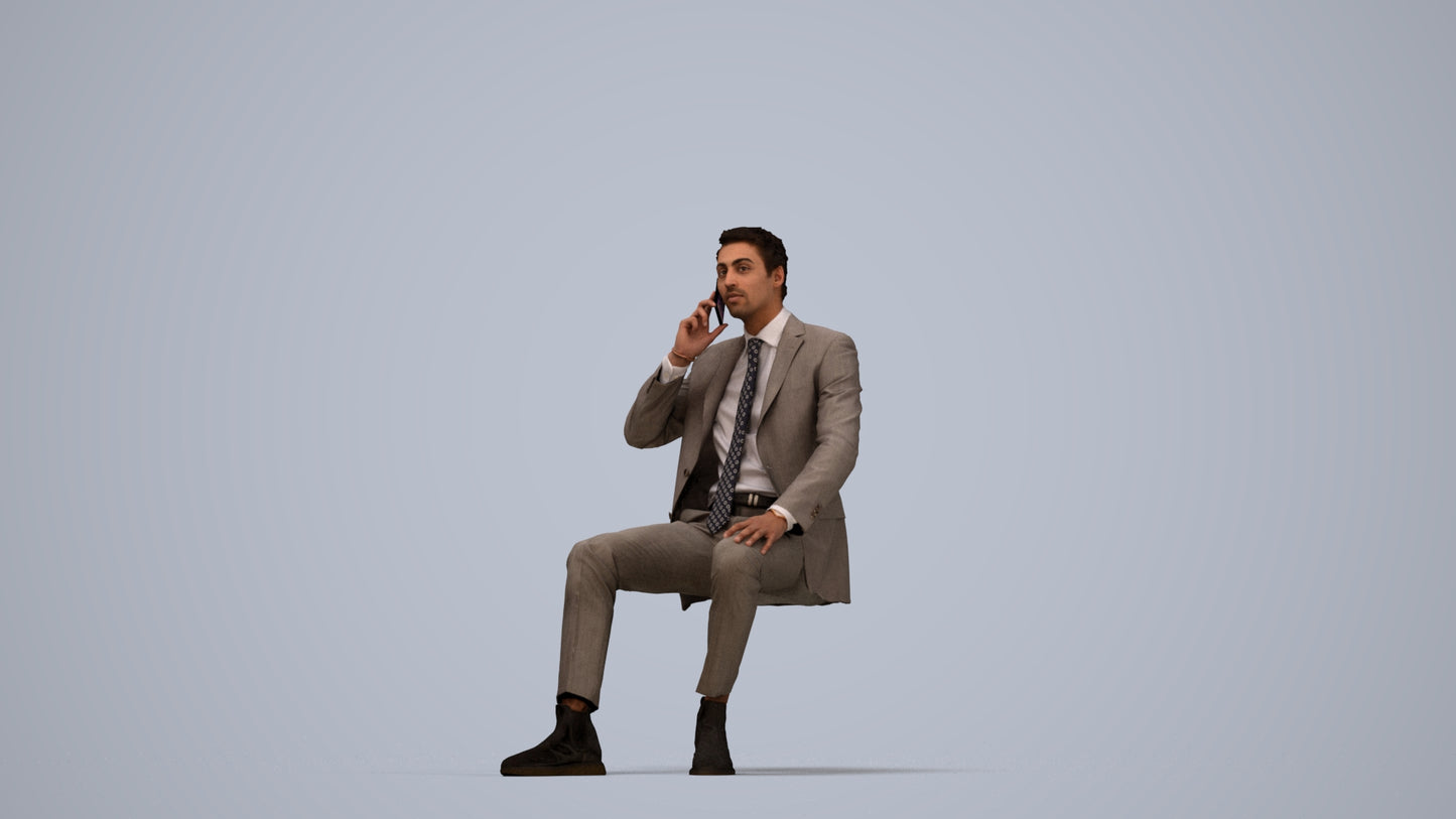 scanned 3D man business, photogrammetry people for Enscape and V-Ray, top-down view render