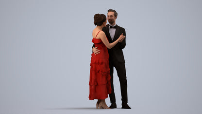scanned 3D woman formal dancing, photogrammetry people for Enscape and V-Ray, side view render