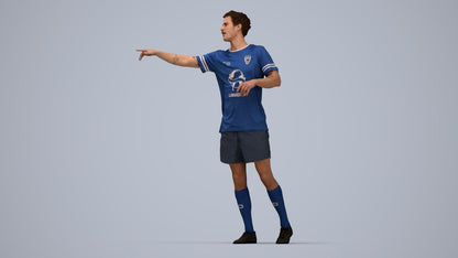 3D human model man sport, photogrammetry scanned person for archviz, top-down view render