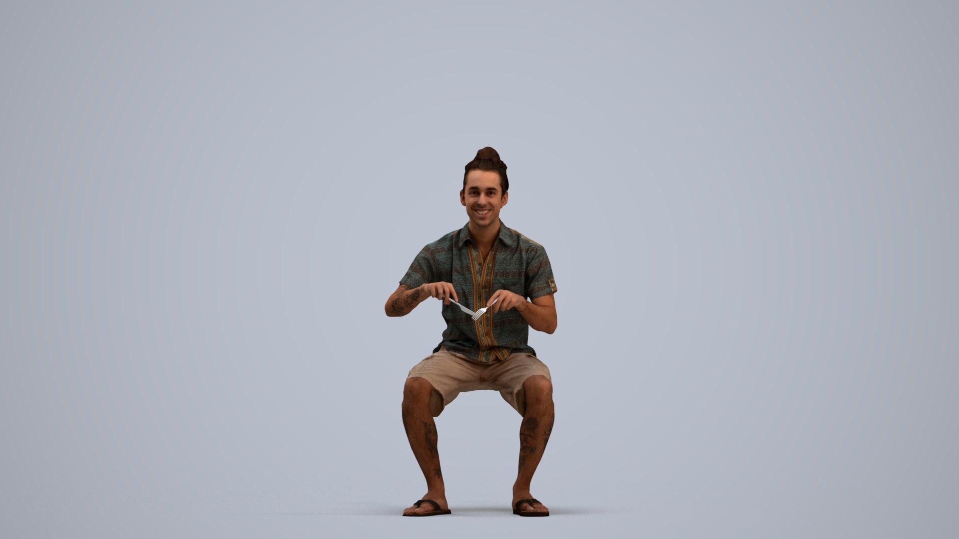 scanned 3D man casual sitting, photogrammetry people for Enscape and V-Ray, standing pose render