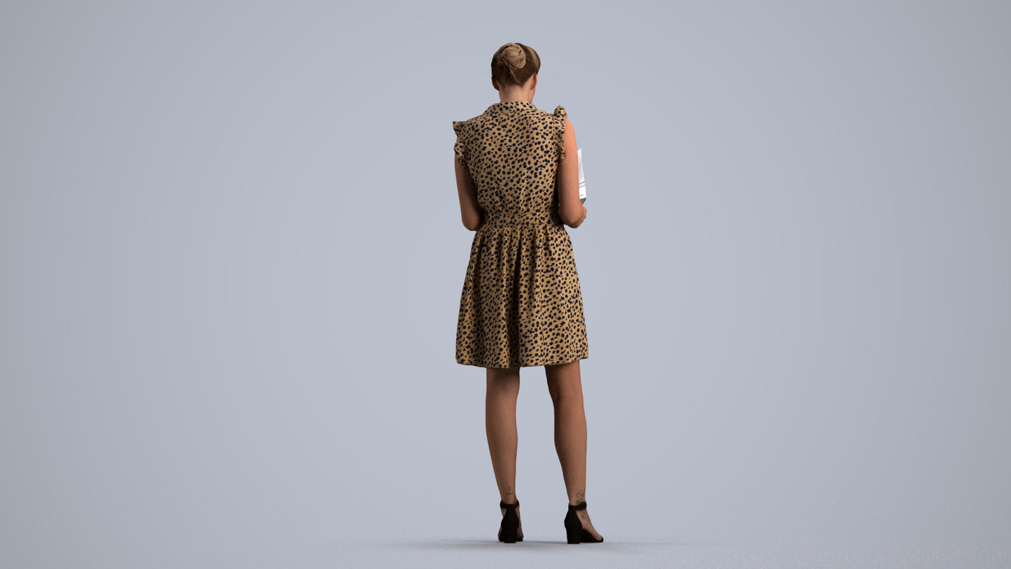 realistic 3D people woman casual standing, render-ready for V-Ray and Corona, FBX OBJ, front view render