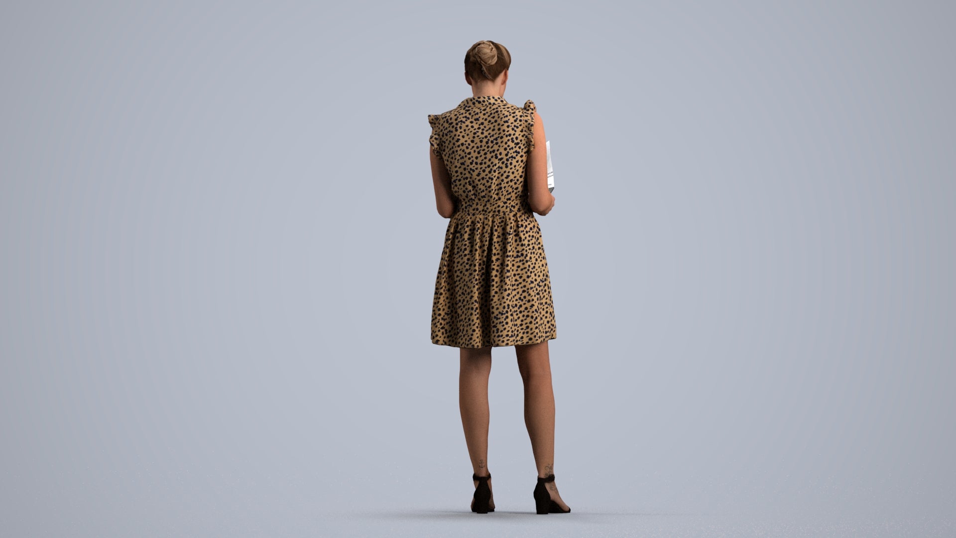 realistic 3D people woman casual standing, render-ready for V-Ray and Corona, FBX OBJ, front view render