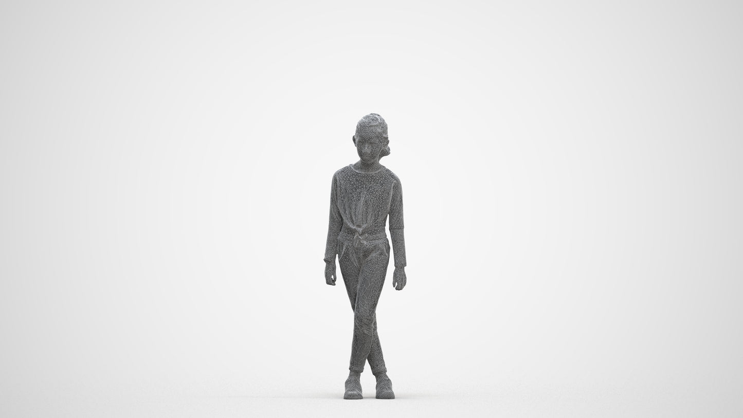 realistic 3D human girl sport kids, archviz people FBX OBJ for Blender, three-quarter front view render