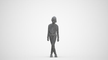 realistic 3D human girl sport kids, archviz people FBX OBJ for Blender, three-quarter front view render