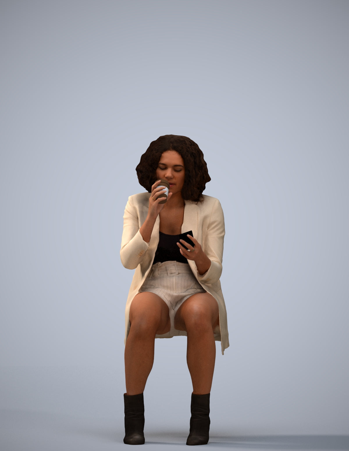 3D people model woman business sitting, scanned human for 3ds Max rendering