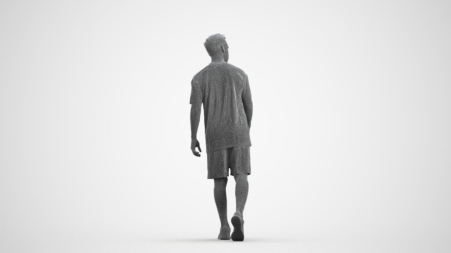 photogrammetry 3D man sport, realistic human model archviz FBX, wireframe front view
