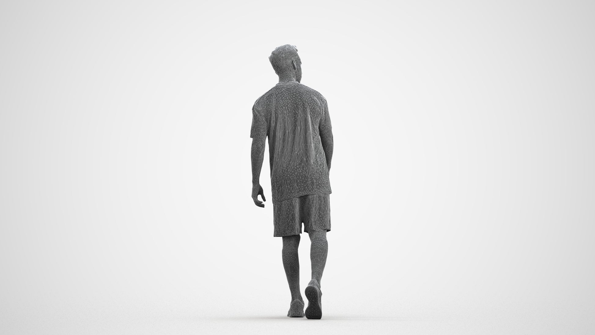 photogrammetry 3D man sport, realistic human model archviz FBX, wireframe front view