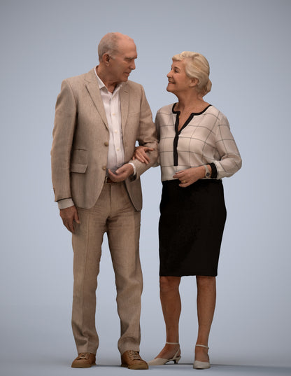 realistic 3D human senior woman business couple, archviz people FBX OBJ for Blender