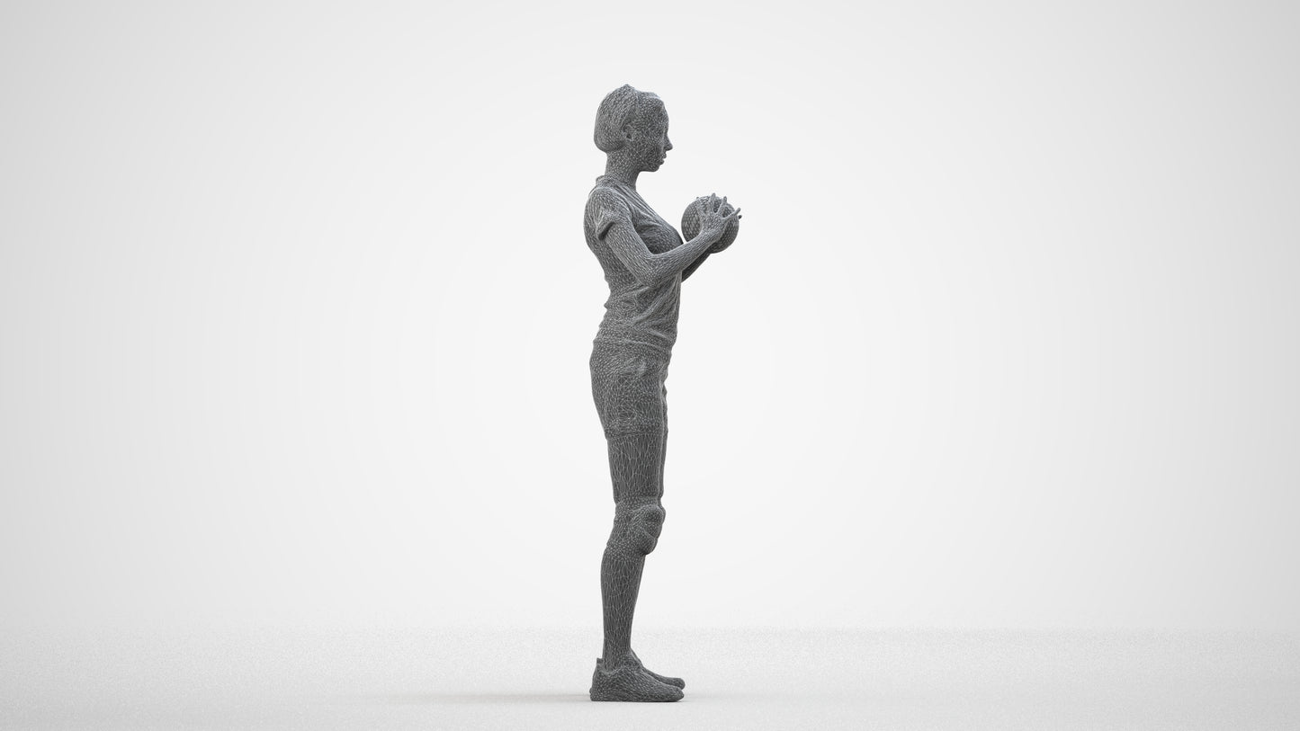 realistic 3D people woman sport, render-ready for V-Ray and Corona, FBX OBJ, wireframe side view