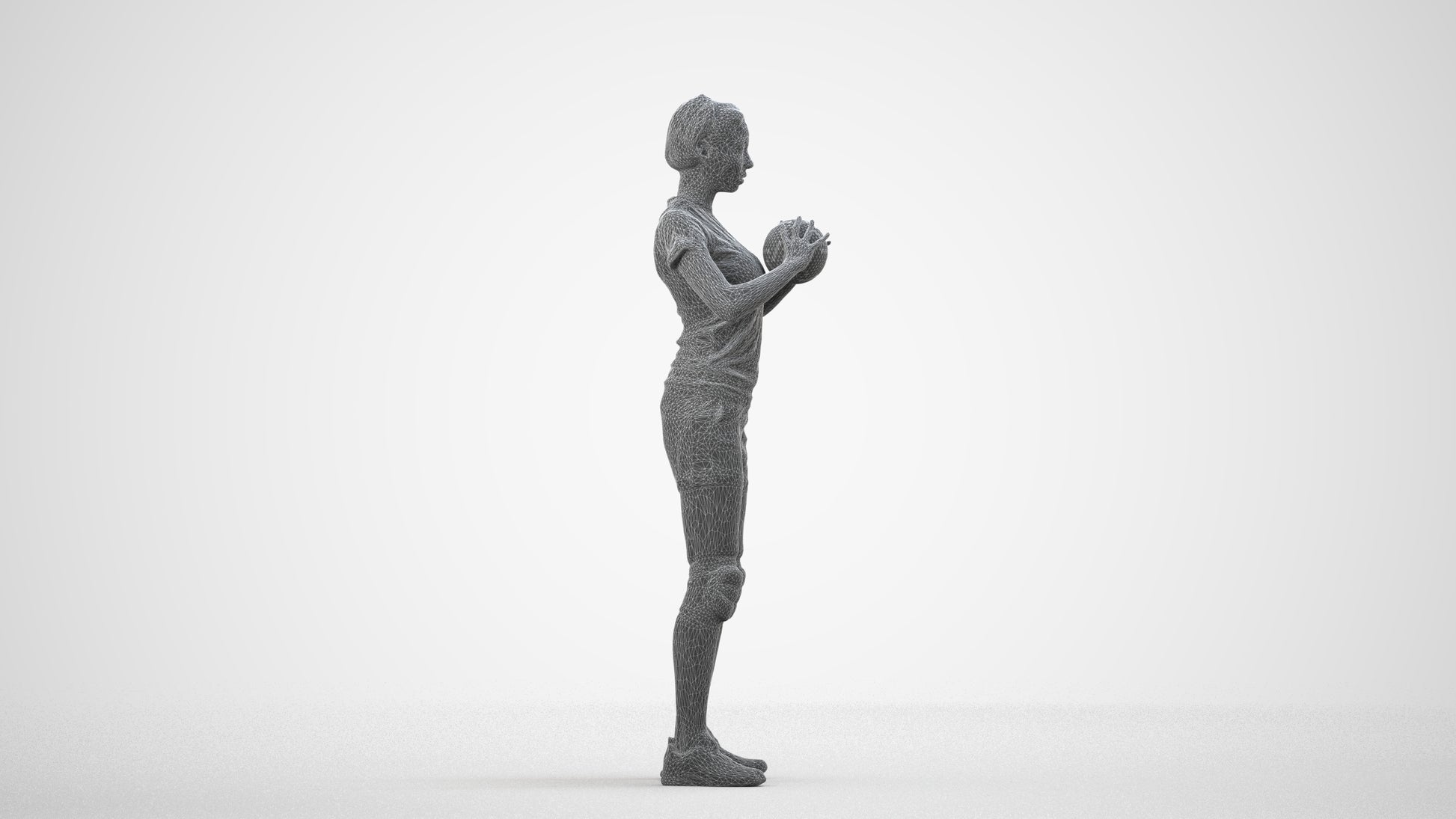 realistic 3D people woman sport, render-ready for V-Ray and Corona, FBX OBJ, wireframe side view