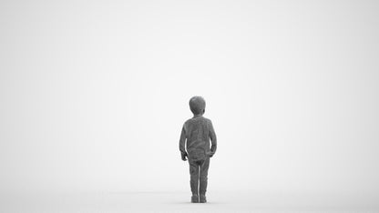 scanned 3D boy casual kids, photogrammetry people for Enscape and V-Ray, wireframe front view