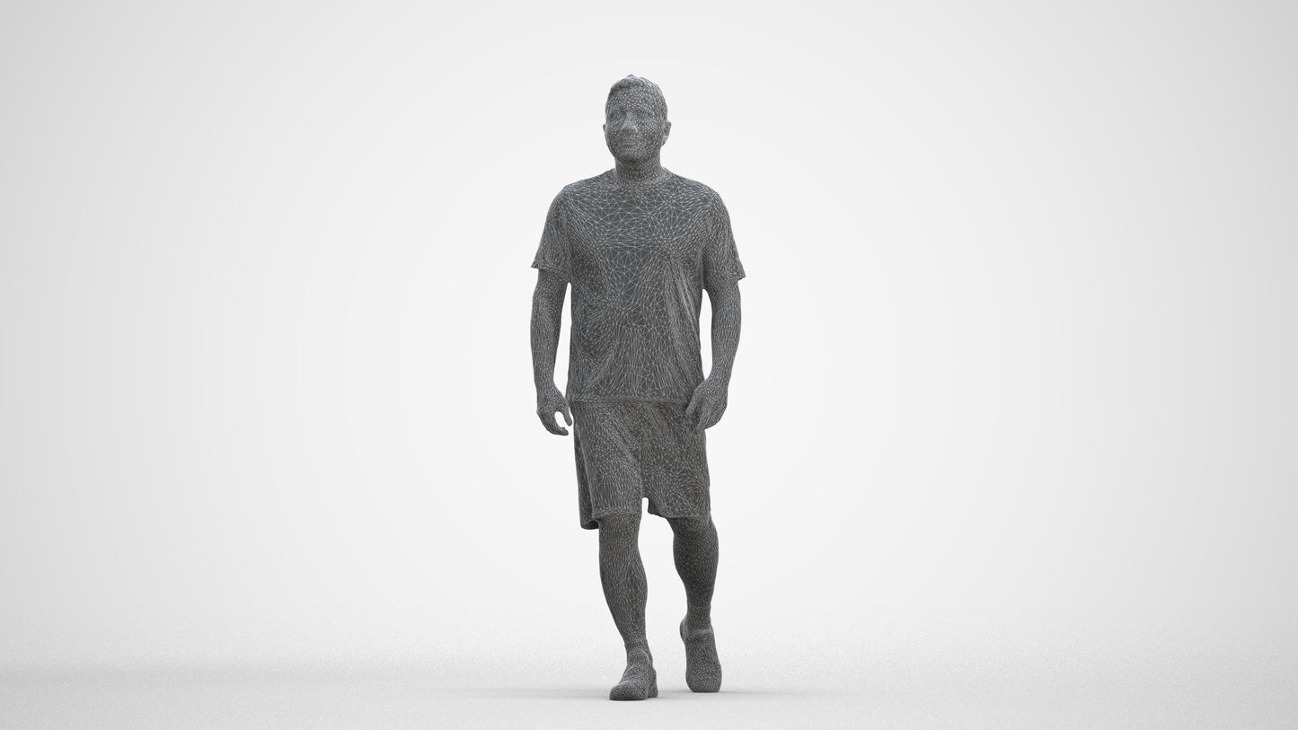 3D people model man sport, scanned human for 3ds Max rendering, three-quarter front view render