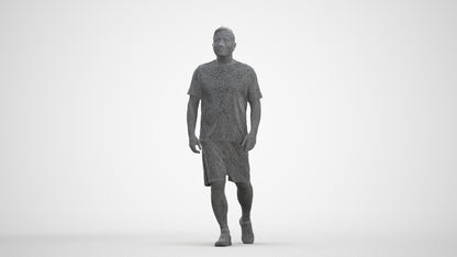 3D people model man sport, scanned human for 3ds Max rendering, three-quarter front view render