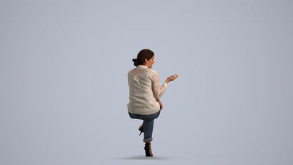 3D people model woman casual sitting, scanned human for 3ds Max rendering, front view render