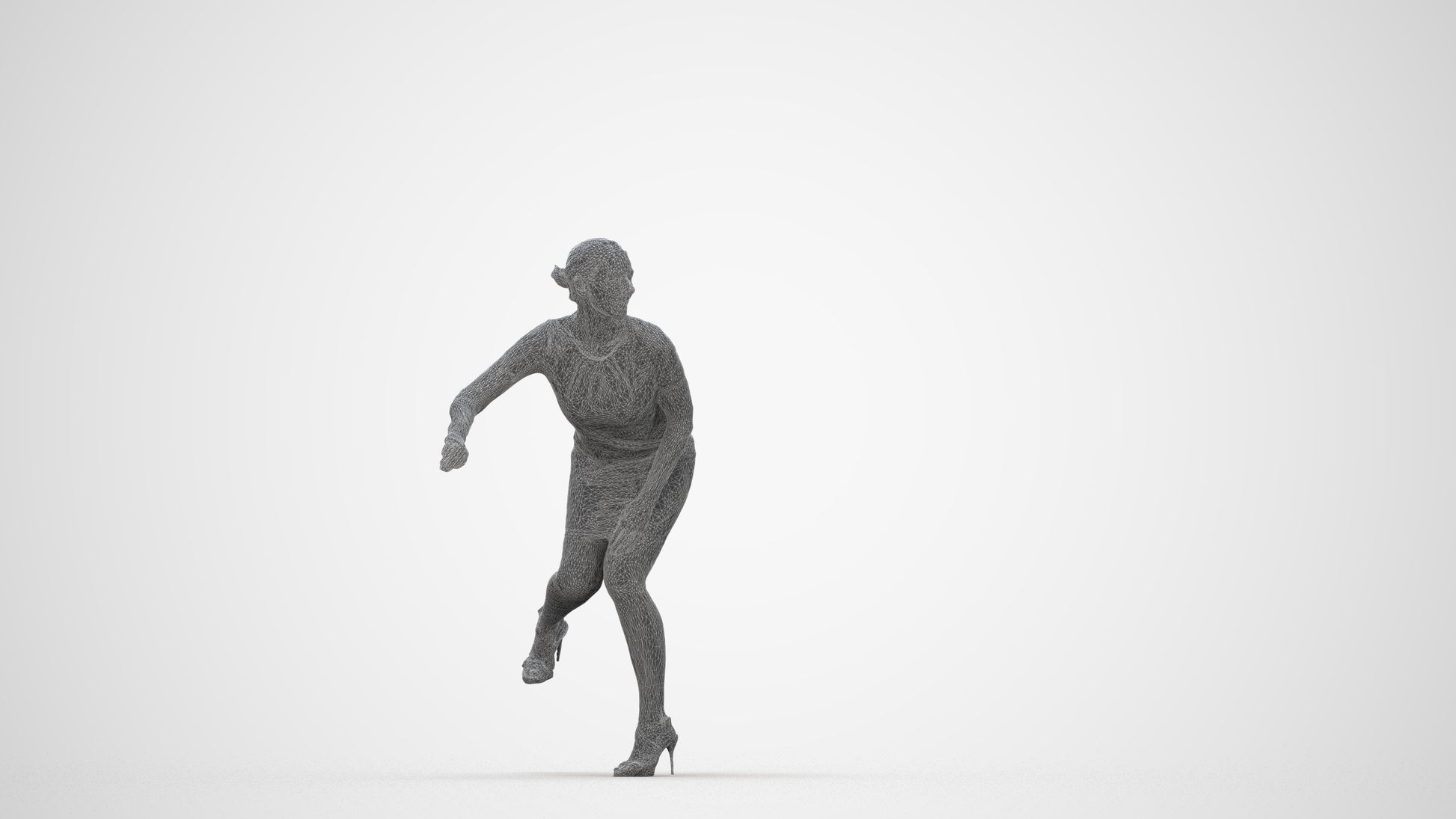 realistic 3D people woman business driving, render-ready for V-Ray and Corona, FBX OBJ, wireframe back view