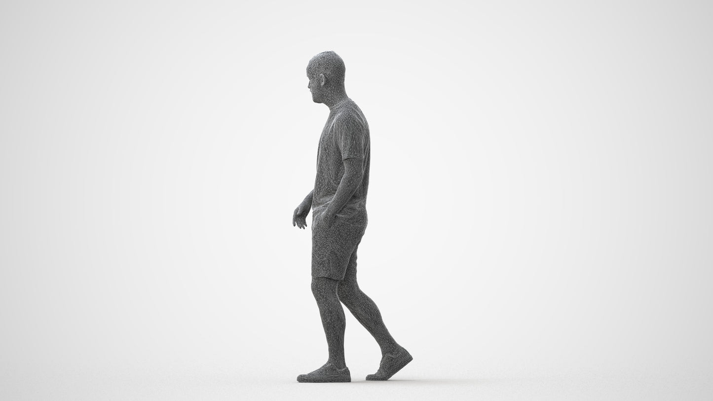 3D scanned man walking casual, photorealistic archviz people for Enscape and SketchUp, square thumbnail
