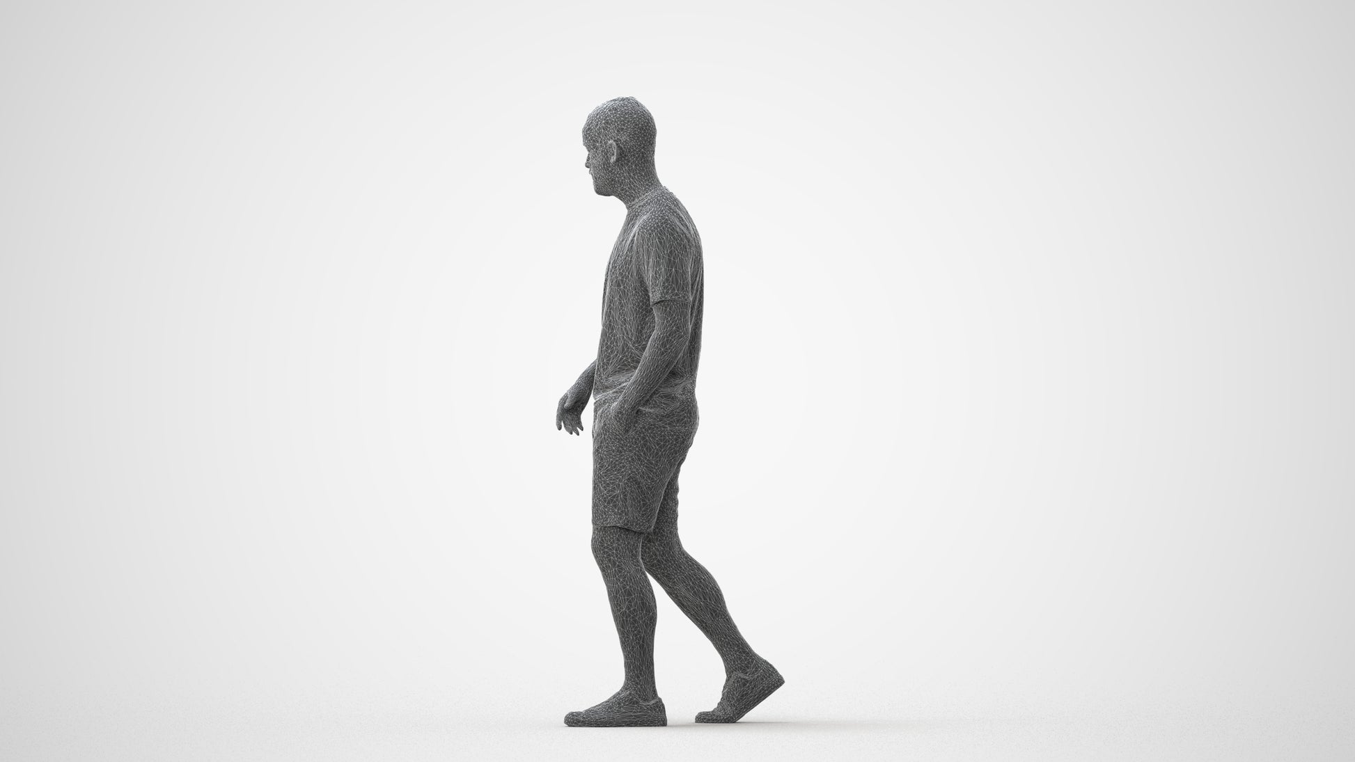 3D scanned man walking casual, photorealistic archviz people for Enscape and SketchUp, square thumbnail