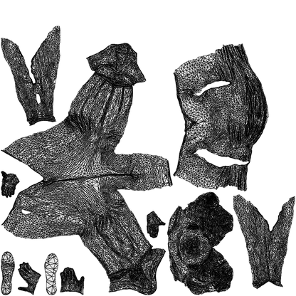 3D scanned woman walking casual, photorealistic archviz people for Enscape and SketchUp, wireframe top-down view