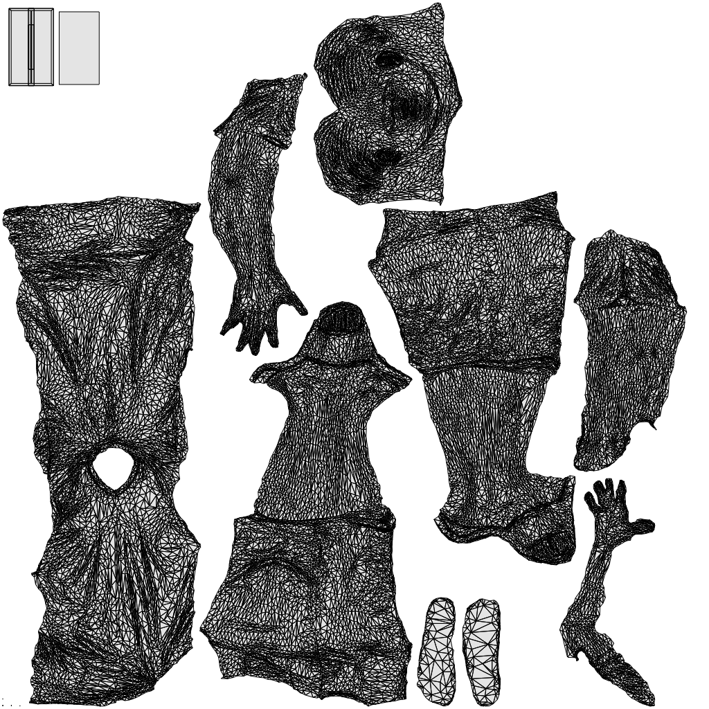 scanned 3D boy casual kids, photogrammetry people for Enscape and V-Ray, wireframe top-down view
