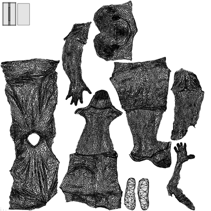 scanned 3D boy casual kids, photogrammetry people for Enscape and V-Ray, wireframe top-down view