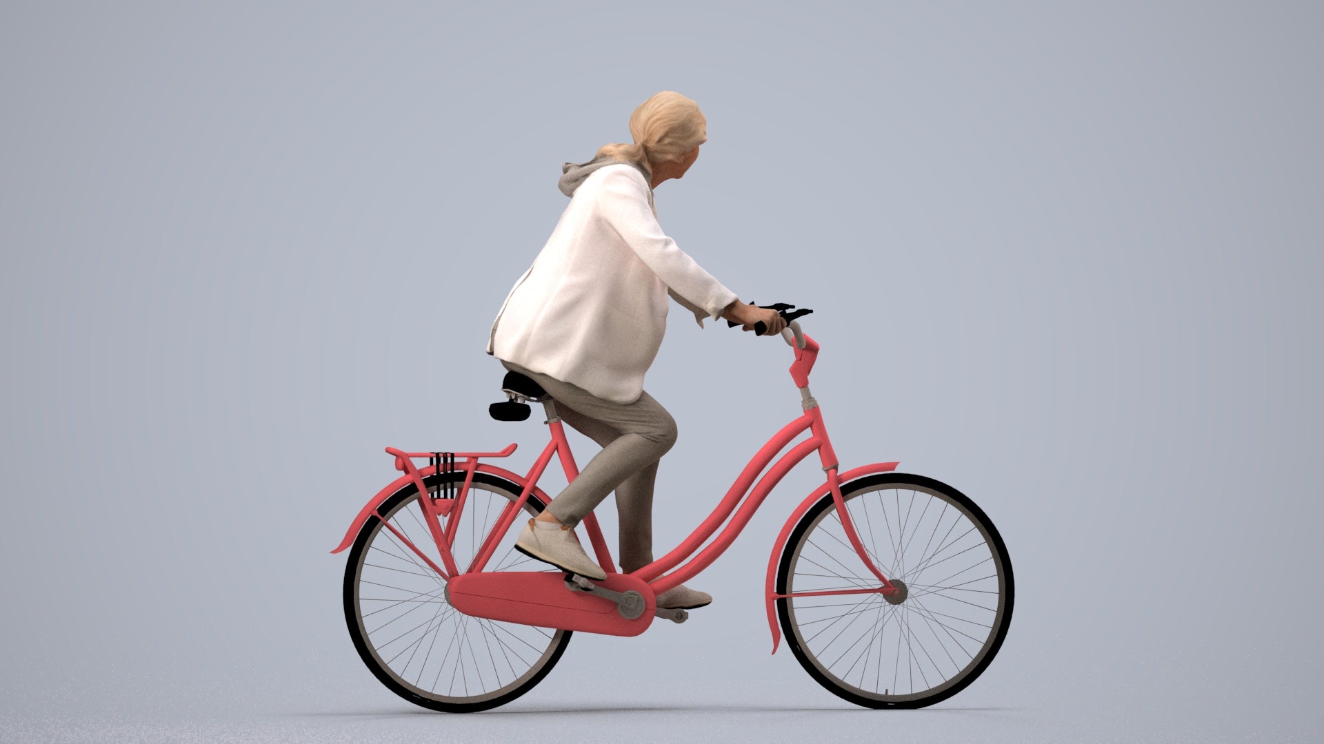 realistic 3D people senior boy casual cycling, render-ready for V-Ray and Corona, FBX OBJ, side view render