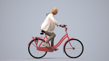 realistic 3D people senior boy casual cycling, render-ready for V-Ray and Corona, FBX OBJ, side view render