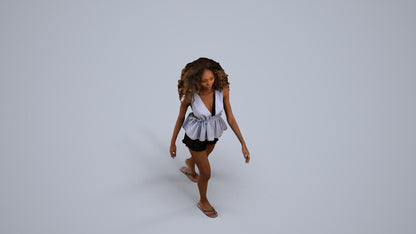 realistic 3D people woman casual walking, render-ready for V-Ray and Corona, FBX OBJ, back view render