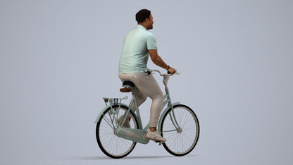 scanned 3D man casual cycling, photogrammetry people for Enscape and V-Ray, side view render