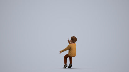 scanned 3D boy casual kids, photogrammetry people for Enscape and V-Ray, front view render