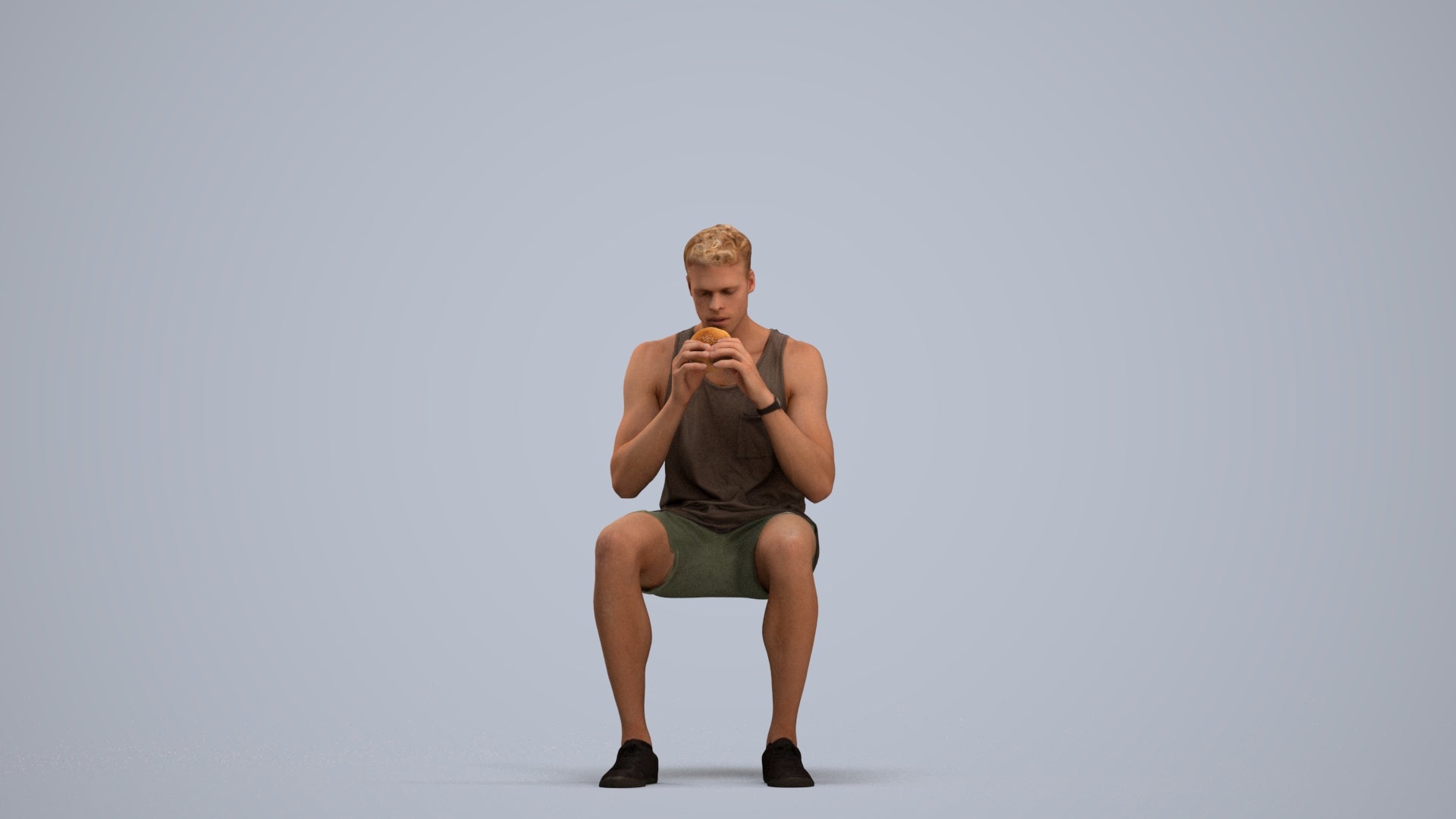 3D scanned man sitting casual, photorealistic archviz people for Enscape and SketchUp, standing pose render