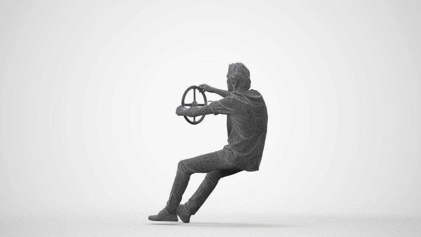 realistic 3D man casual driving, scanned archviz people for Blender and 3ds Max, square thumbnail