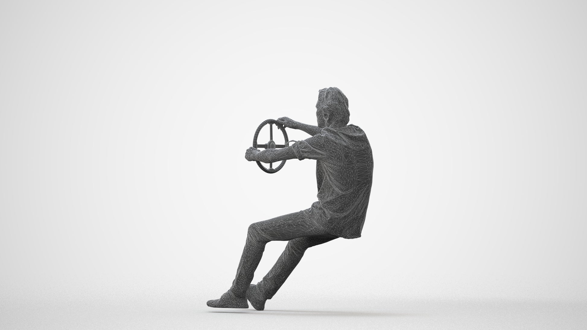 realistic 3D man casual driving, scanned archviz people for Blender and 3ds Max, square thumbnail