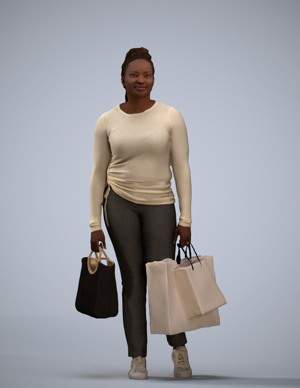 photogrammetry 3D woman casual shopping, realistic human model archviz FBX