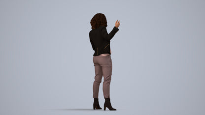 realistic 3D human woman business, archviz people FBX OBJ for Blender, side view render