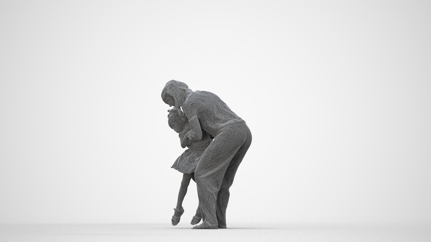 realistic 3D people girl casual kids, render-ready for V-Ray and Corona, FBX OBJ, wireframe back view