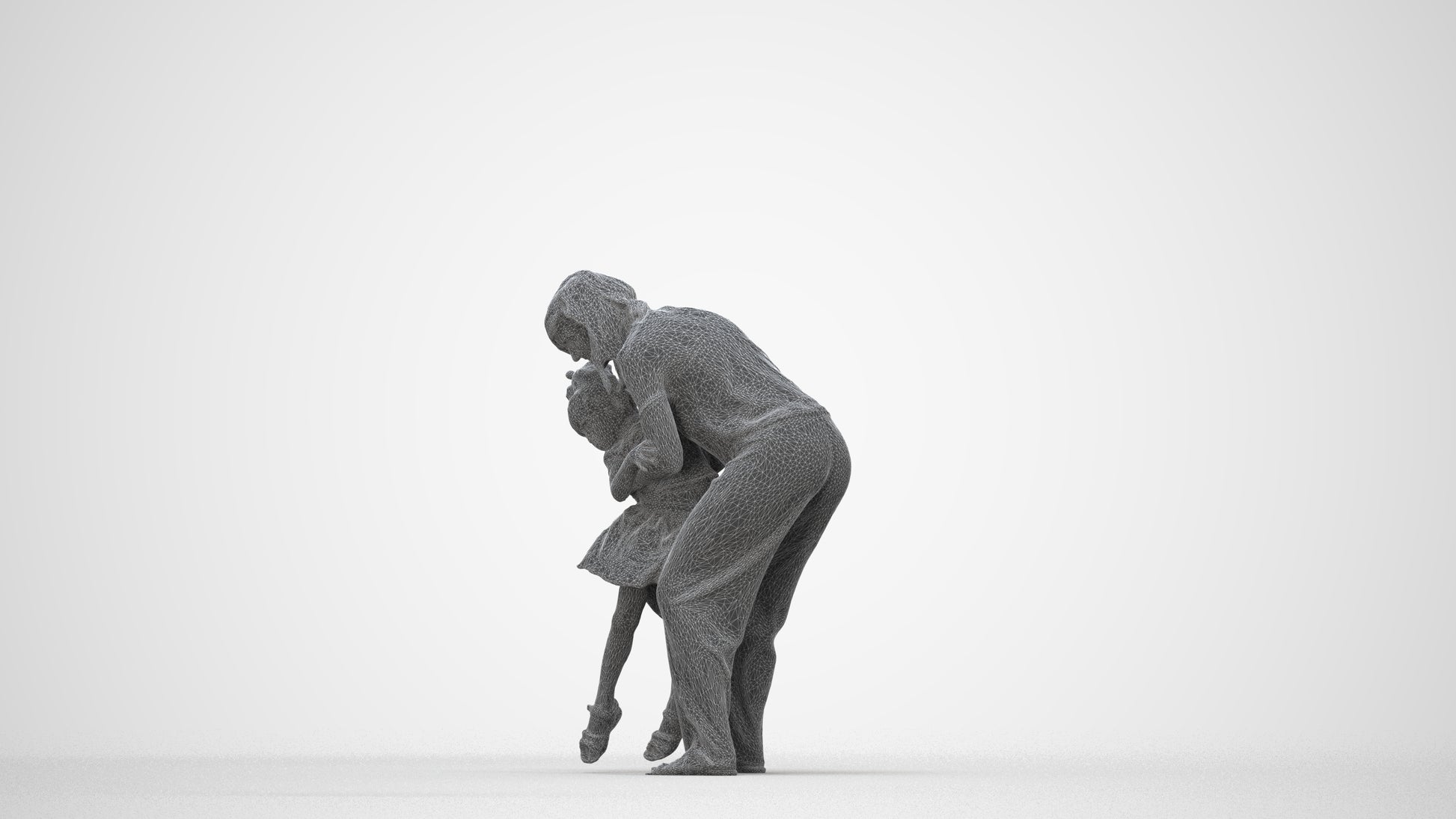 realistic 3D people girl casual kids, render-ready for V-Ray and Corona, FBX OBJ, wireframe back view
