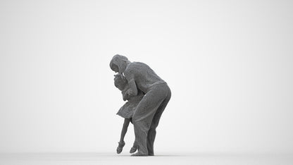 realistic 3D people girl casual kids, render-ready for V-Ray and Corona, FBX OBJ, wireframe back view