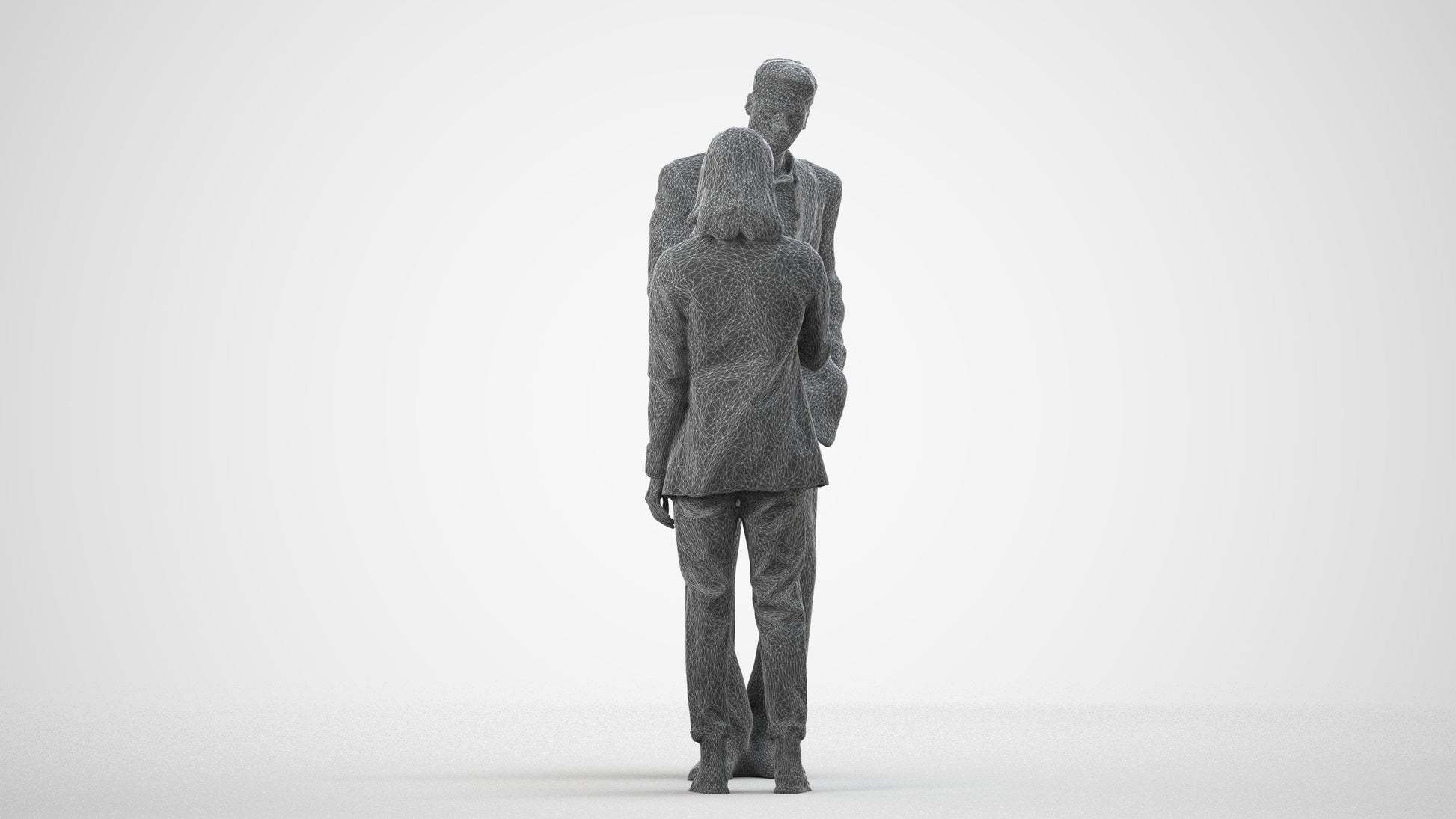photogrammetry 3D woman business, realistic human model archviz FBX, wireframe side view