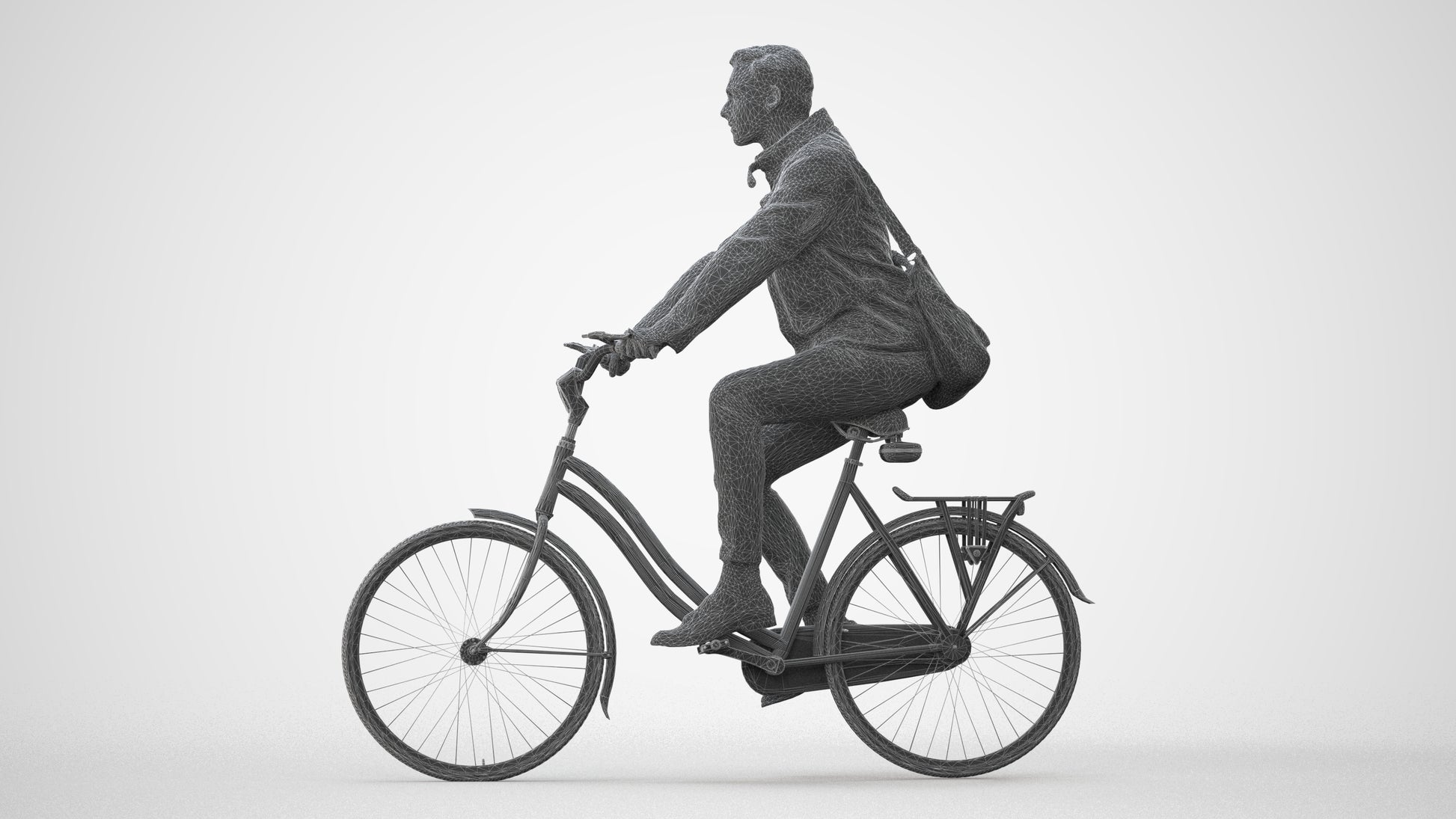 realistic 3D man casual cycling, scanned archviz people for Blender and 3ds Max, square thumbnail